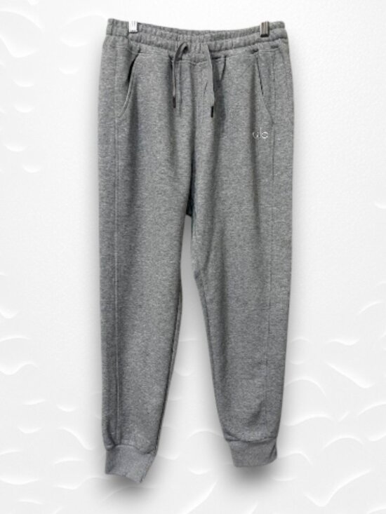 Gray Jogger Sweatpants Women Size L Athletic Lounge Minimal Logo - Picture 2 of 8